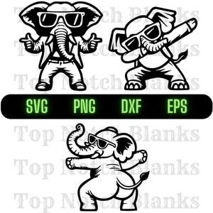Elephant Dancing With Sunglasses Svg Elephant Dance Png Dancing Elephant Clipart Elephant Vector Bundle Pack Commercial Use
