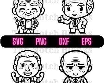 Happy Old Man Svg Cool Cartoon Old Guy Png Elderly Man Clipart Old Man Vector Bundle Pack Commercial Use
