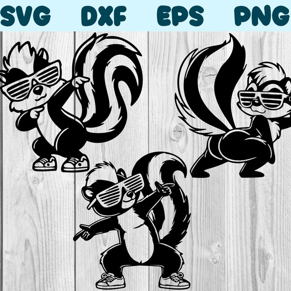 Stinktier Tanzen Mit Sonnenbrille SVG Skunk Dance Png Dancing Stinktier Clipart Skunk Vektor Bundle Pack Kommerzielle Nutzung