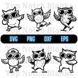 Dancing Owl with Sunglasses SVG Bundle (Commercial Use)