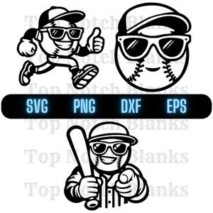 Baseball Character Svg Baseball Mascot Png Cartoon Baseball Clipart Baseball Guy Vector Bundle Pack Commercial Use