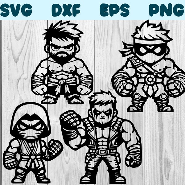 Fighter Svg Cartoon Fighter Png Badass Fighter Clipart Cool Fighter Vector Bundle Pack Commercial Use