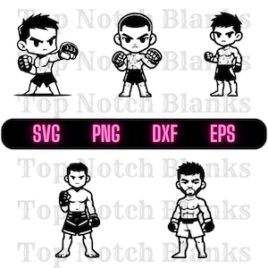 MMA Fighter Svg Cartoon Mixed Martial Artist Png Bad Ass MMA Fighter Clipart MMA Fighter Vector Bundle Pack Commercial Use