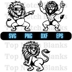 Leão dançando com óculos de sol Svg Lion Dance Png Dançando Leão Clipart Leão Vetor Pacote Pacote 2 Uso Comercial