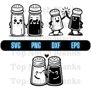 Zout en peper Svg Cartoon zout en peper Png gelukkig zout en peper Shakers Clipart zout en peper Vector bundel Pack commercieel gebruik