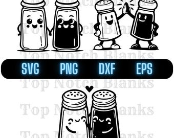 Salt And Pepper Svg Cartoon Salt And Pepper Png Happy Salt And Pepper Shakers Clipart Salt And Pepper Vector Bundle Pack Commercial Use