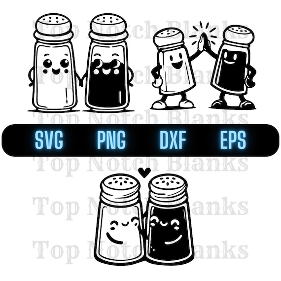 Salt And Pepper Svg Cartoon Salt And Pepper Png Happy Salt And Pepper Shakers Clipart Salt And Pepper Vector Bundle Pack Commercial Use