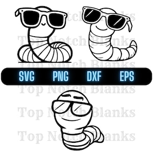 Wurm mit Sonnenbrille SVG Wurm mit Brille Png Erde Wurm mit Brille Clipart Wurm Vektor-Bundle-Pack Kommerzielle Nutzung