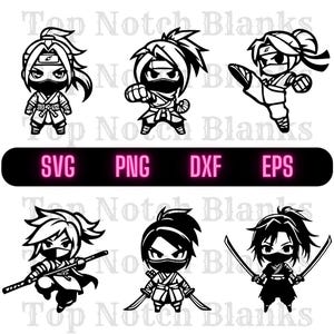 Ninja Girl Clipart: Pacchetto vettoriale SVG PNG - Uso commerciale