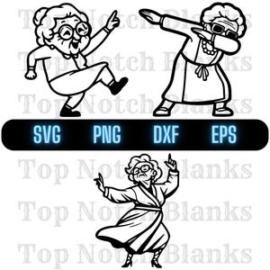Grandma Dancing Svg Grandma Dance Png Dancing Grandma Clipart Grandma Vector Bundle Pack Commercial Use
