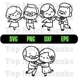Bejaard stel dansen Svg oud stel dansen Png ouder stel Clipart oud stel vector bundel Pack commercieel gebruik