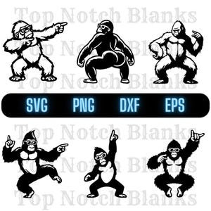 Gorila bailando con gafas de sol SVG PNG: Paquete de imágenes prediseñadas vectoriales (uso comercial)