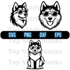 Husky With Glasses Svg Huskey Wearing Sunglasses Png Huskey With Glasses Clipart Husky Vector Bundle Pack Commercial Use