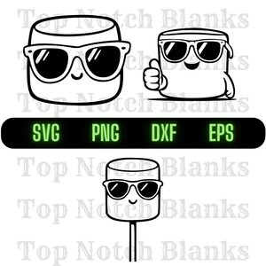 Marshmallow Wearing Sunglasses Svg Marshmallow With Glasses Png Marshmallow Clipart Marshmallow Vector Bundle Pack Commercial Use