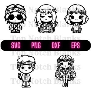 Hippie Svg Hippie Girl Png Hippie Guy Clipart Peace And Love Hippie Vector Bundle Pack Commercial Use