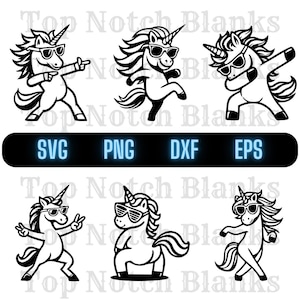 Tanzendes Einhorn SVG-Bundle: Einhorn mit Brille Clipart (Kommerzielle Nutzung)