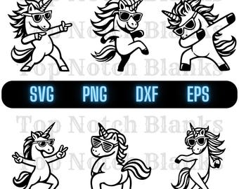 Dancing Unicorn SVG Bundle: Unicorn with Glasses Clipart (Commercial Use)