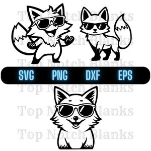 Fox With Sunglasses Svg Fox Wearing Glasses Png Fox With Glasses Clipart Fox Vector bundle Pack Commercial Use