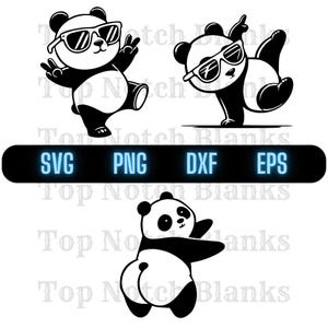 Panda Tanzen Mit Sonnenbrille SVG Panda Tanz Png Tanzender Panda Clipart Panda Vektor Bundle-Pack Kommerzielle Nutzung