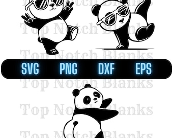 Panda Dancing With Sunglasses Svg Panda Dance Png Dancing Panda Clipart Panda Vector Bundle Pack Commercial Use