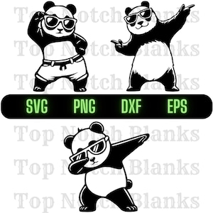 Panda bailando con gafas de sol Svg Panda bailando Png Panda bailando Clipart Panda vector paquete 2 uso comercial