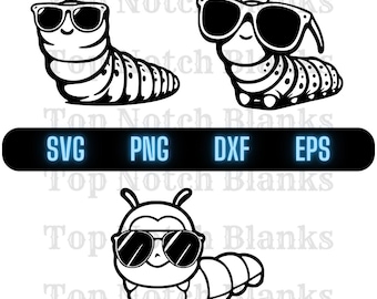 Caterpillar With Sunglasses Svg Caterpillar Wearing Glasses Png Caterpillar With Glasses Clipart worm Vector Bundle Pack Commercial Use
