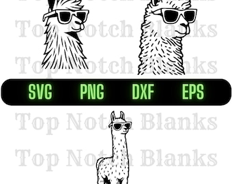 Llama with Sunglasses Clipart Vector Bundle (svg, png, dxf, eps)