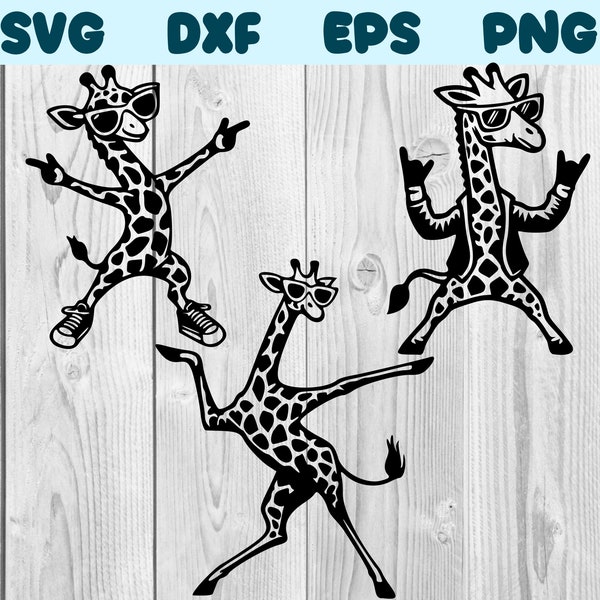 Giraffe Dancing With Glasses Svg Giraffe Dance Png Dancing Giraffe Clipart Giraffe Vector Bundle Pack Commercial Use