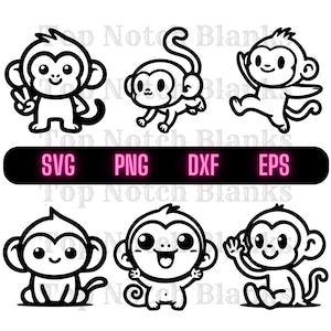 Cute Monkey Svg Adorable Monkey Png Obnoxiously Cute Monkey Clipart Monkey Playing Vector Bundle Pack Commercial Use