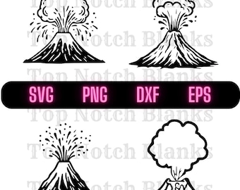 噴火する火山 SVG バンドル: 火山クリップアート、PNG、ベクター (商用利用)