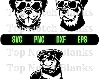 Rottweiler With Glasses SVG Vector Bundle (Commercial Use)