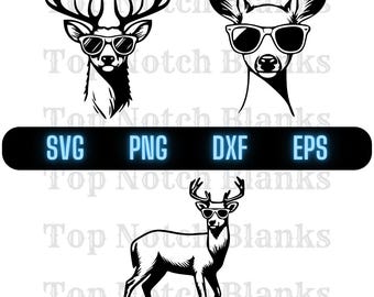 Deer Wearing Sunglasses Svg Deer With Glasses Png Deer Clipart Deer Vector Bundle Pack Commercial Use