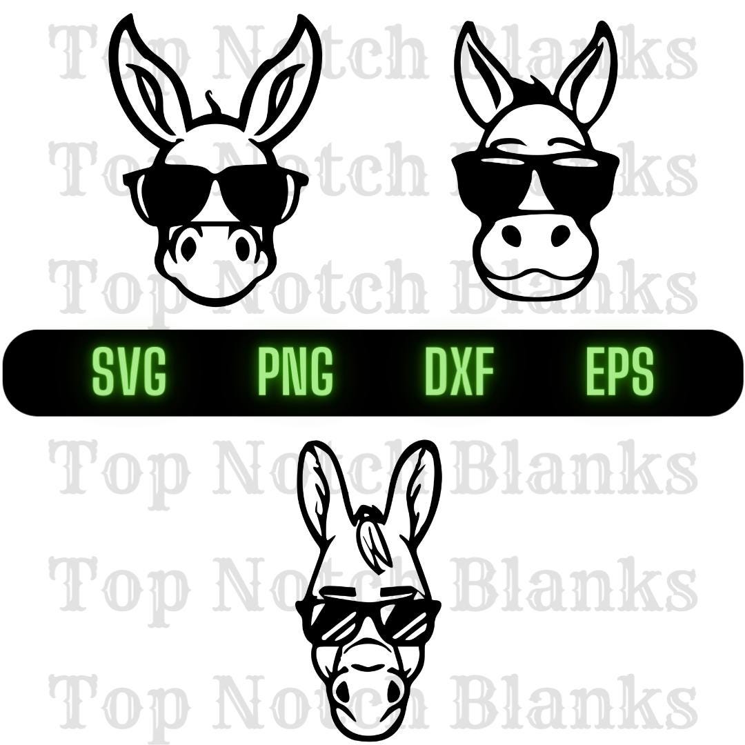 Donkey With Glasses Svg Donkey Wearing Sunglasses Png Donkey With ...