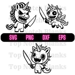 Killer Unicorn Svg Evil Unicorn Png Bad Ass Unicorn Clipart Killer Unicorn Vector Bundle Pack Commercial Use