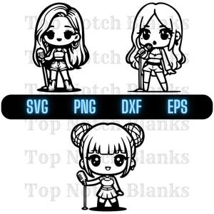 Popstar Svg Singer Girl Png Popstar Girl Clipart Singing Popstar Vector Bundle Pack Commercial Use