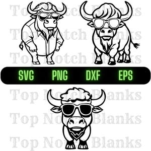 Buffalo Wearing Sunglasses Svg Buffalo With Glasses Png Buffalo Clipart Buffalo Vector Bundle Pack Commercial Use