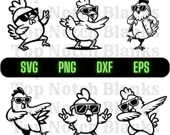 Dancing Chicken SVG Bundle: Sunglasses Chicken Clipart (Commercial Use)