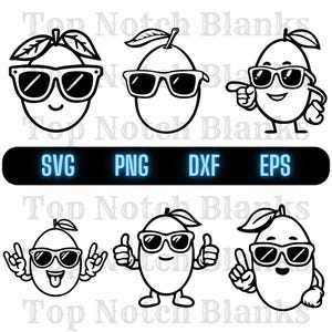 Mango Wearing Sunglasses Svg Mango With Glasses Png Mango Wearing Glasses Clipart Mango Vector Bundle Pack Commercial Use