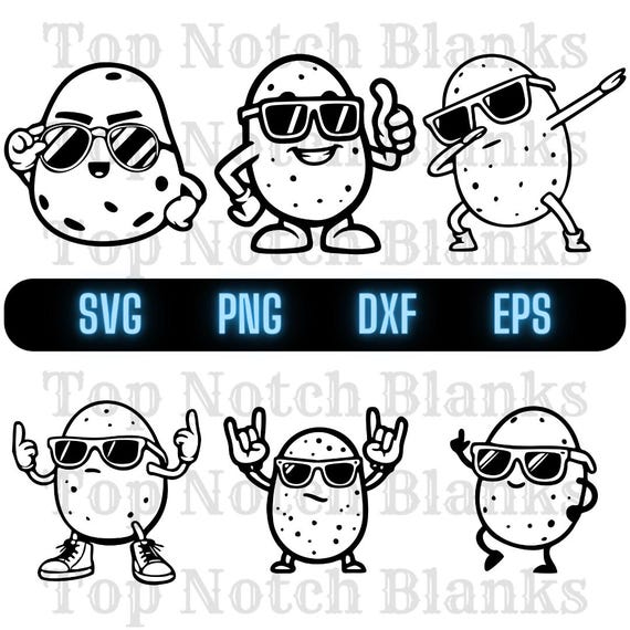 Potato Wearing Sunglasses Svg Potato With Glasses Png Potato