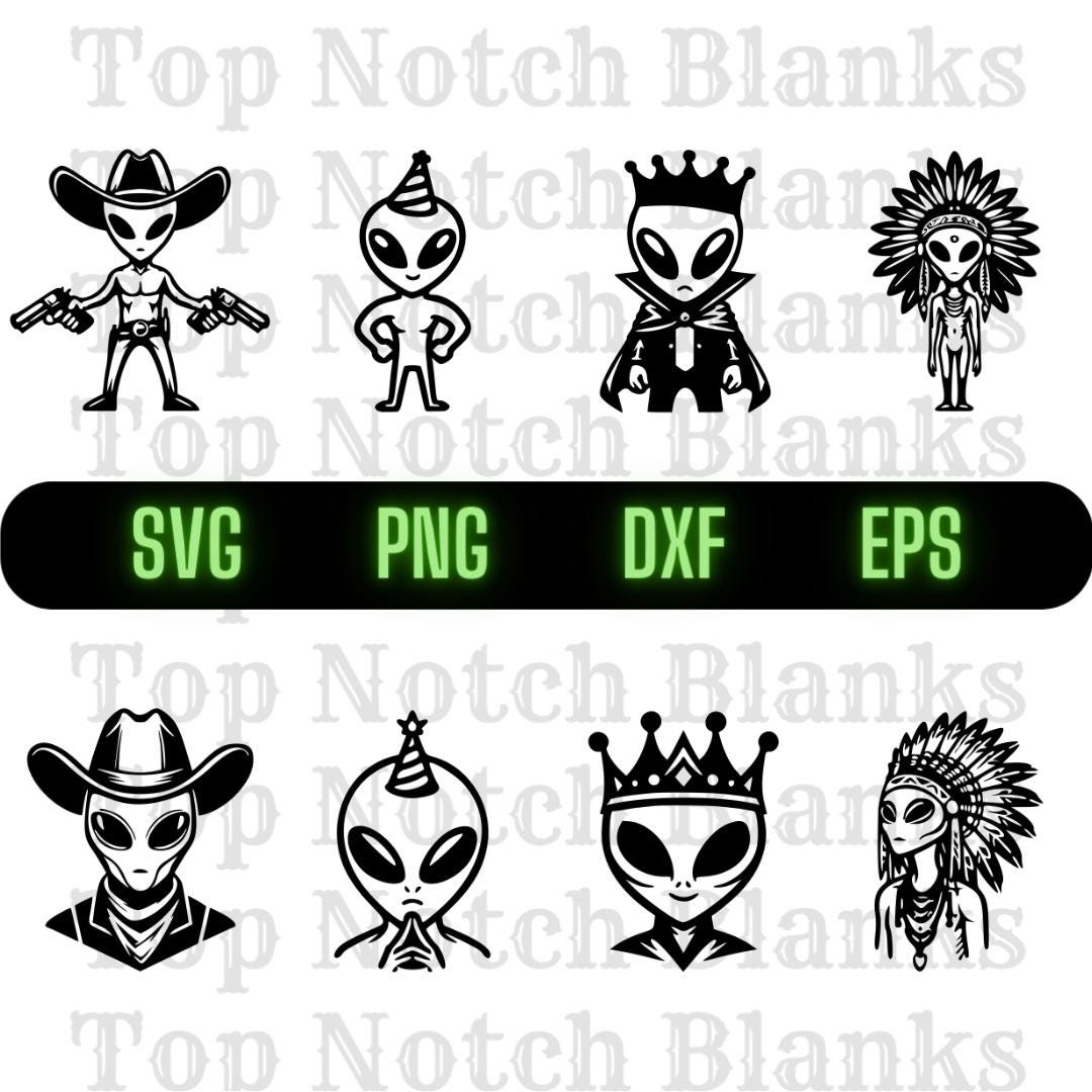 Alien Wearing a Cowboy Hat Svg Alien With a Birthday Hat Png Alien ...