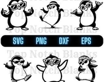 Dancing Penguin SVG Bundle, Sunglasses Clipart (Commercial Use)