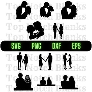 Pareja besándose svg sentado pareja png pareja clipart pareja tomados de la mano silueta paquete paquete uso comercial