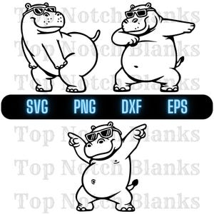Hippo Dancing With Sunglasses Svg Hippo Dance Png Dancing Hippo Clipart Hippo Vector Bundle Pack #2 Commercial Use