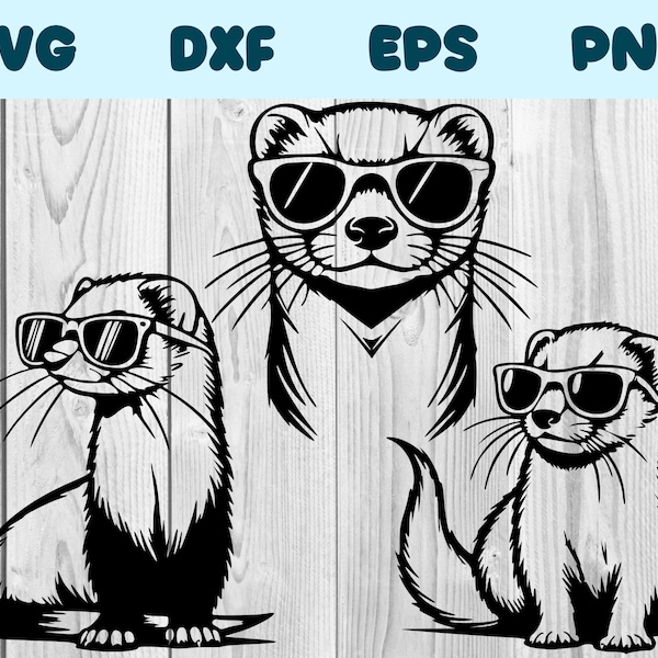 Ferret With Sunglasses Svg Ferret Wearing Glasses Png Ferret With Glasses Clipart Ferret Vector Bundle Pack Commercial Use