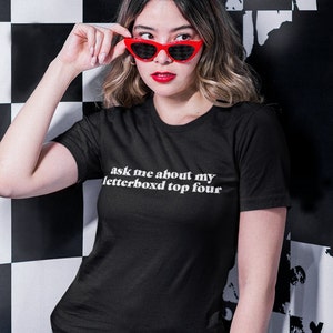 Ask Me About My Letterboxd Top Four T-Shirt | Movie Buff | Cinephile Merch Gift