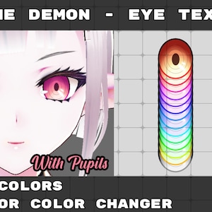 Anime Demon Eyes - VRoid Eye Texture (with AND without pupils) (14 .PNG colors in each set + Color Changer .PSD) (28 Total Sets)