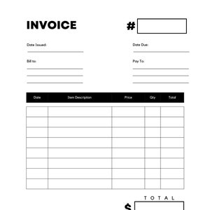 Invoice Template. Printable Invoice. Generic Invoice Business Invoice. Invoice Form. LLC Invoice