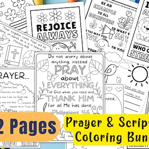 Prayer And Scripture Coloring Pages Bundle, Printable Bible Coloring Pages, Christian Kid Printable, Scripture Coloring Pages, Prayer Kids