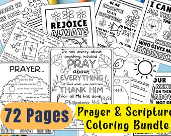 Prayer And Scripture Coloring Pages Bundle, Printable Bible Coloring Pages, Christian Kid Printable, Scripture Coloring Pages, Prayer Kids