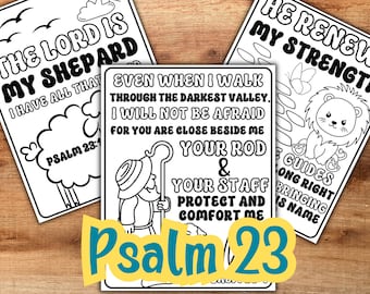 Psalm 23 Coloring Pages, Psalm 23 Bible Coloring, Psalm 23 Printable, Kid's Bible Coloring Pages, Sunday School Activity, Bible Activity